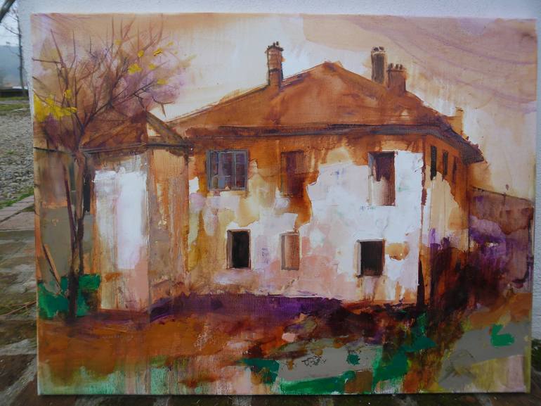 Original Expressionism Architecture Painting by Cozmolici Victoria