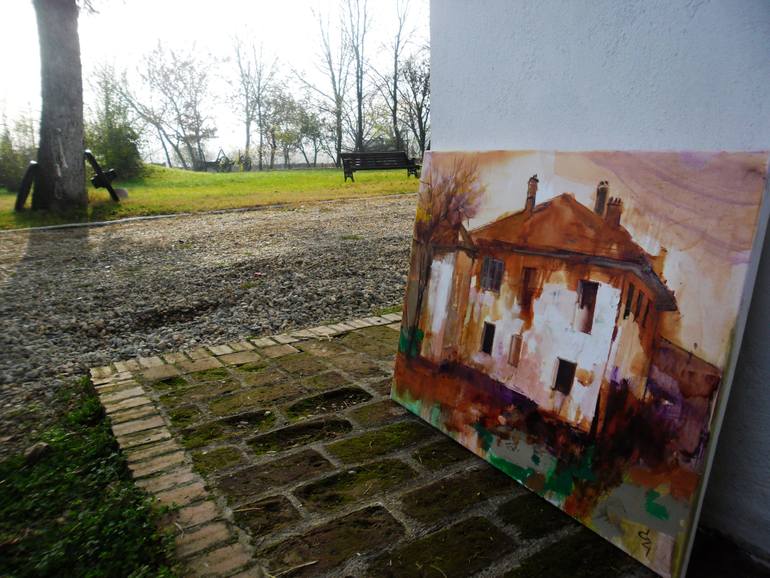 Original Expressionism Architecture Painting by Cozmolici Victoria