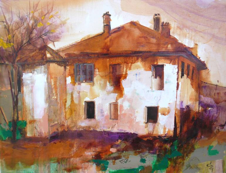 Original Expressionism Architecture Painting by Cozmolici Victoria