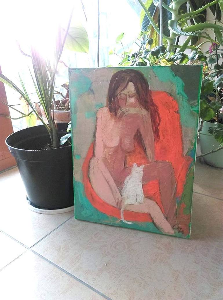 Original Expressionism Nude Painting by Cozmolici Victoria