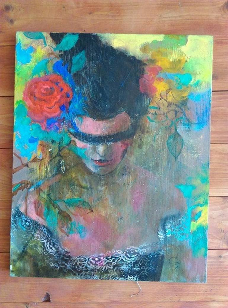 Original Expressionism Portrait Painting by Cozmolici Victoria