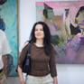 flirt, figurative, woman, men, paty, violet, oil on canvas.