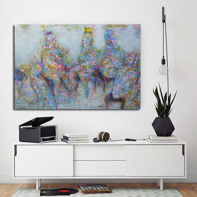 Original Abstract Expressionism People Painting by Cozmolici Victoria