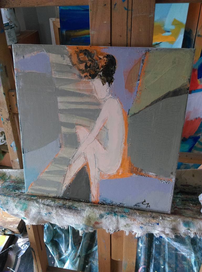 Original Figurative Nude Painting by Cozmolici Victoria