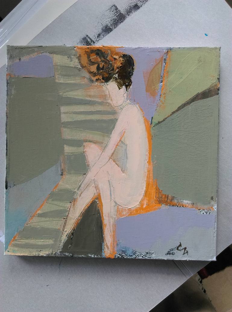 Original Figurative Nude Painting by Cozmolici Victoria