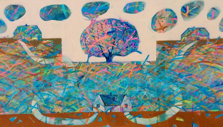 Original Landscape Painting by Cozmolici Victoria | Expressionism Art on Canvas | the tree of Life