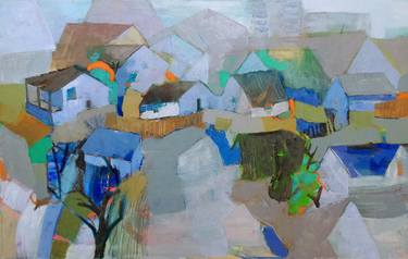 Original Abstract Architecture Paintings by Cozmolici Victoria