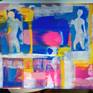original figurative, acrilyc on canvas, series of selfies  composition