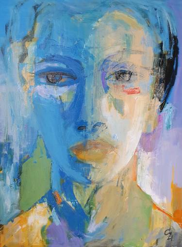 Original Abstract Expressionism Portrait Paintings by Cozmolici Victoria