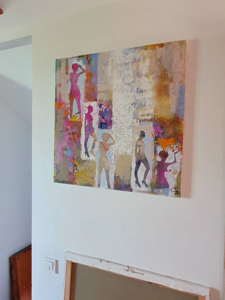 Original Expressionism People Painting by Cozmolici Victoria