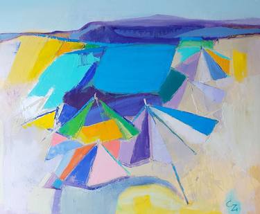 Original Abstract Expressionism Beach Paintings by Cozmolici Victoria