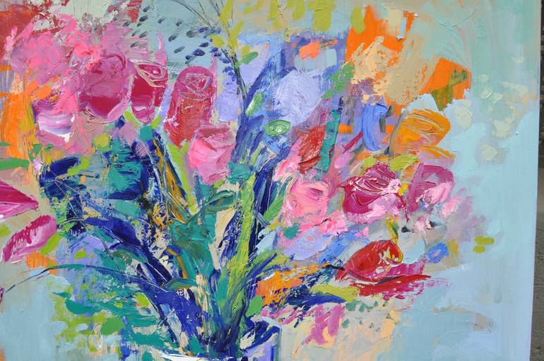 Original Abstract Expressionism Botanic Painting by Cozmolici Victoria