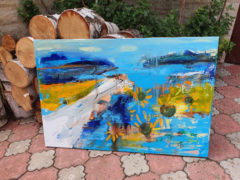 Original Abstract Expressionism Landscape Painting by Cozmolici Victoria