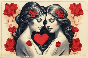 Print of Art Deco Love Digital by Danijel Poljak