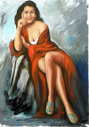 Original Fine Art Women Paintings by Pavlos Triantafillou