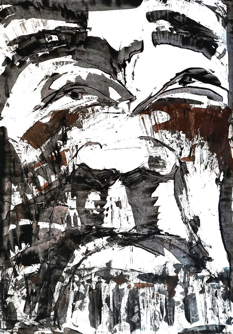 Original Comics Painting by Christopher Topfer | Figurative Art on Paper | Throw a Stone, get a Bullet