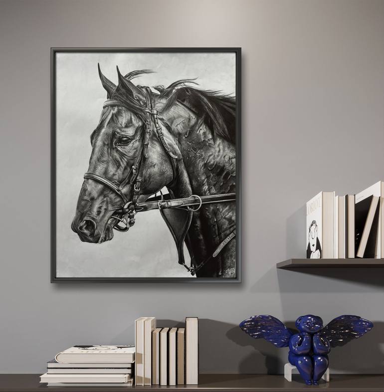 Original Photorealism Horse Drawing by Tanziha Irfan