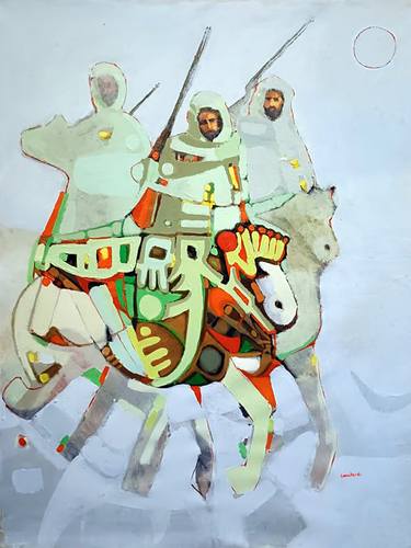 Print of Folk Horse Paintings by Nacir IMACHE