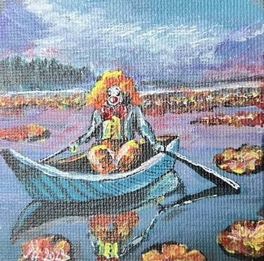 Painting “In a Boat” from the series “Traveling Clown” thumb