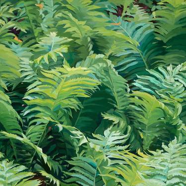 Spring Ferns Painting - Fine Art Canvas Print thumb
