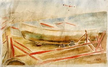 Original Fine Art Boat Paintings by Christina Ioannidou