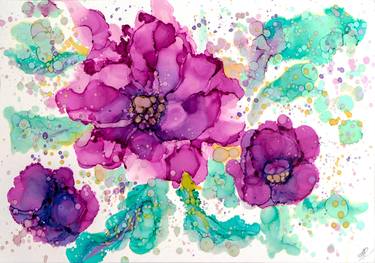 Original Abstract Botanic Paintings by Halyna Rabchevska