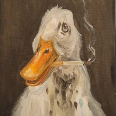 Ugly duck, original acrylic painting on canvas, 24x30cm thumb