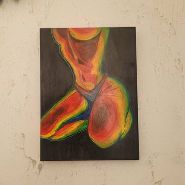 Girl in Thermal imager, acrylic painting on canvas, 22x30cm thumb