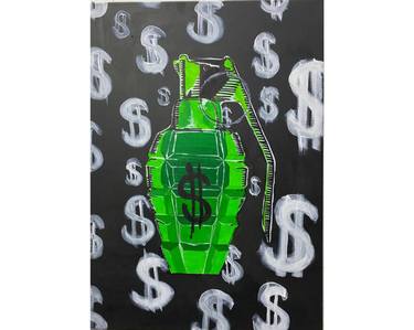Green Grenade original acrylic painting 70x40 cm thumb