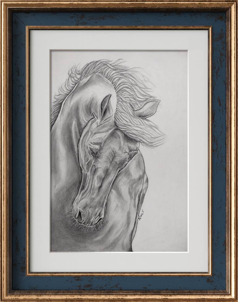 Original Realism Horse Drawing by NISA V