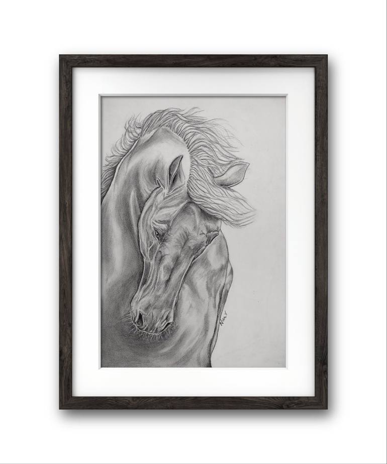 Original Realism Horse Drawing by NISA V
