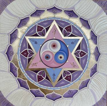 Acrylic Mandala, Energy painting, sacred geometry, Thrin Yang thumb