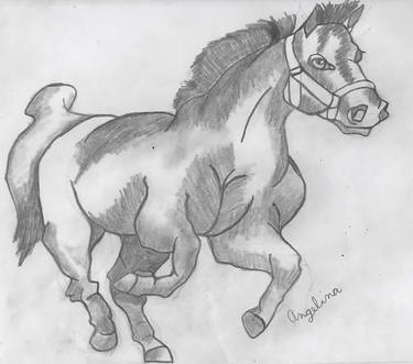 Original Art Deco Horse Drawings by Angelina Vasas