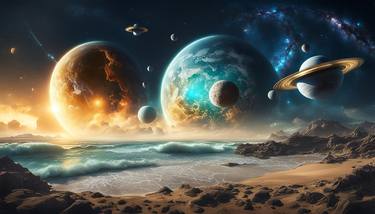 The Future Milky Way Beach With Planets thumb