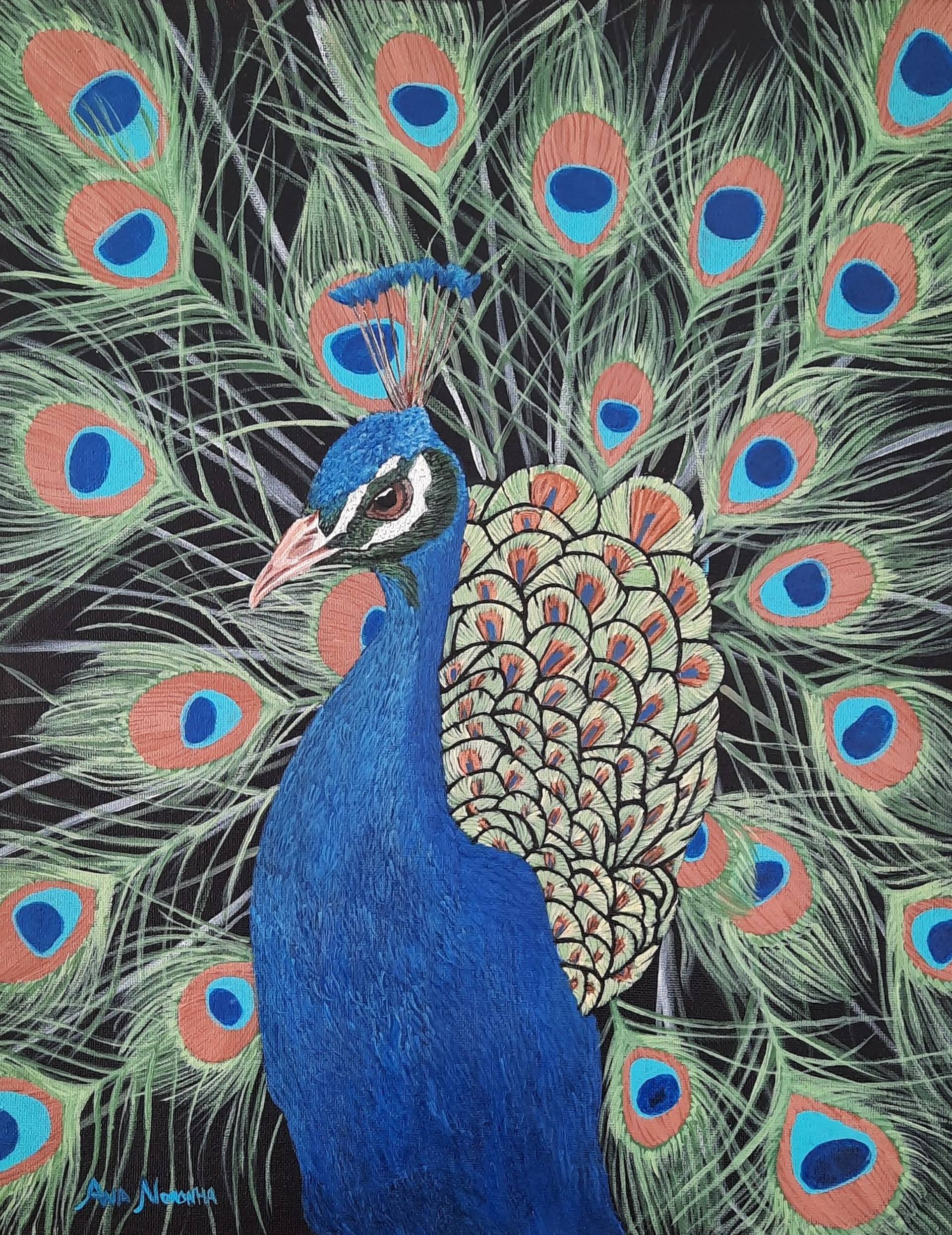 Peacock – Original Acrylic Painting Painting by Ana Noronha