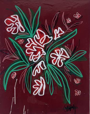 Original Abstract Floral Painting by Lauren Kelp