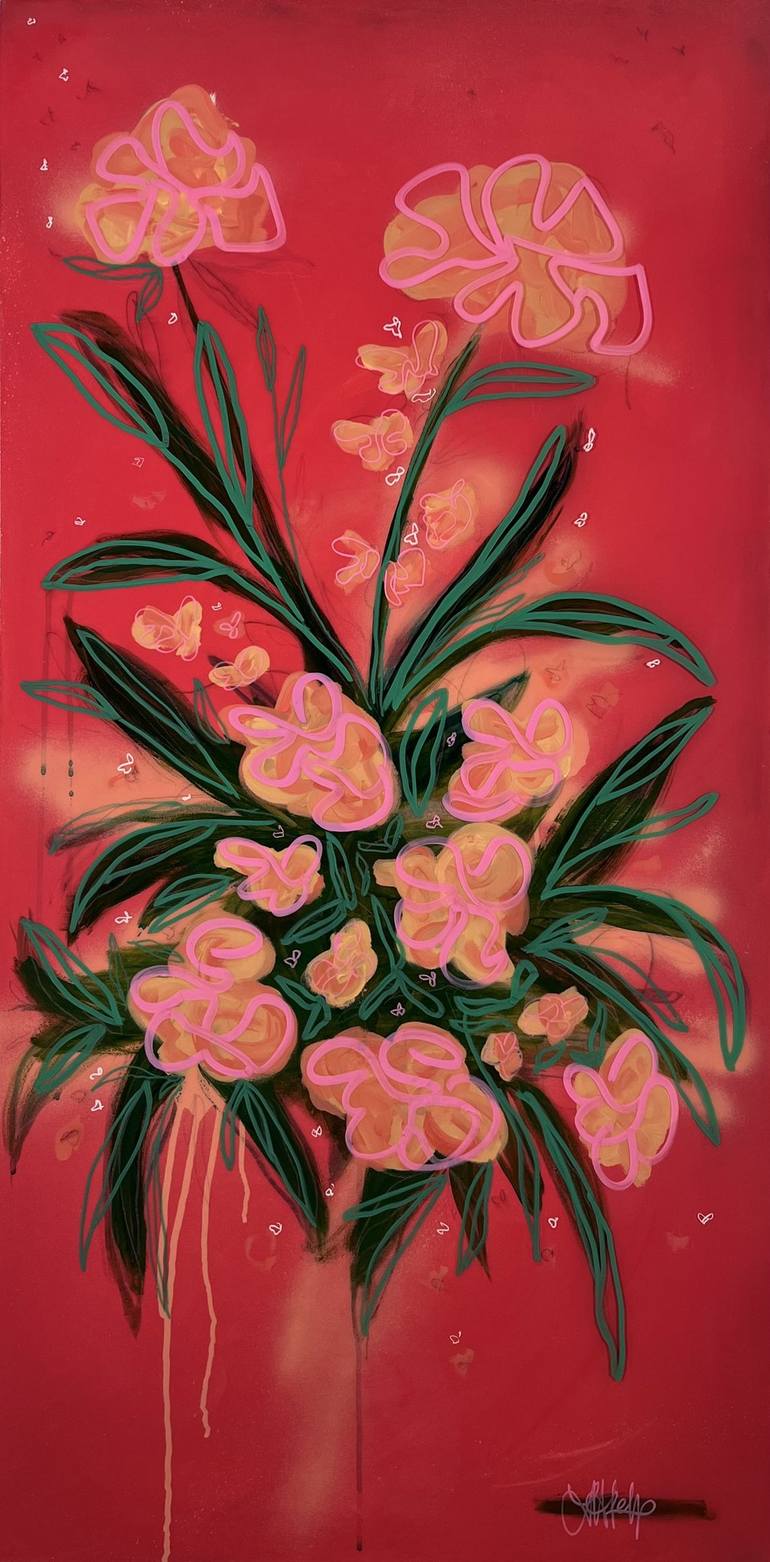 Original Modern Floral Painting by Lauren Kelp