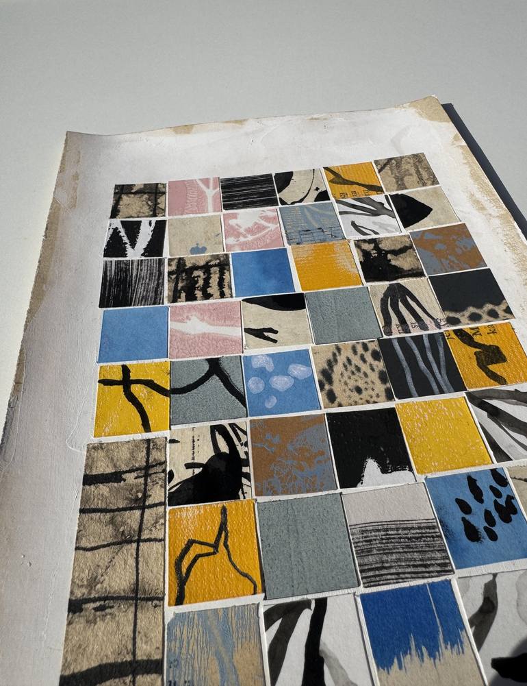 Original Abstract Geometric Mixed Media by Alisa Galitsyna