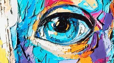 Vivid Gaze: Abstract Digital Oil Painting of Beautiful Eyes thumb
