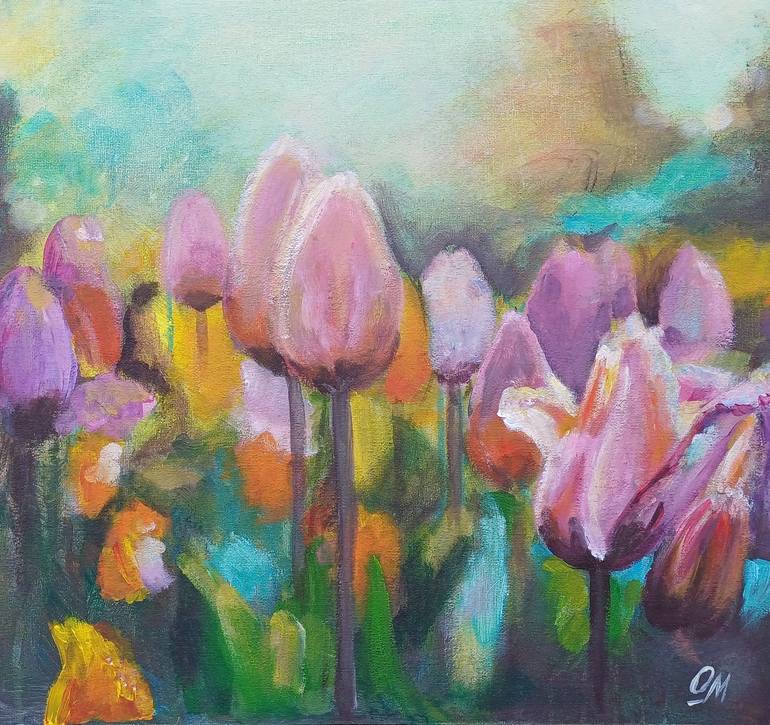 Original Color Field Painting Floral Painting by Oksana Masiutkina