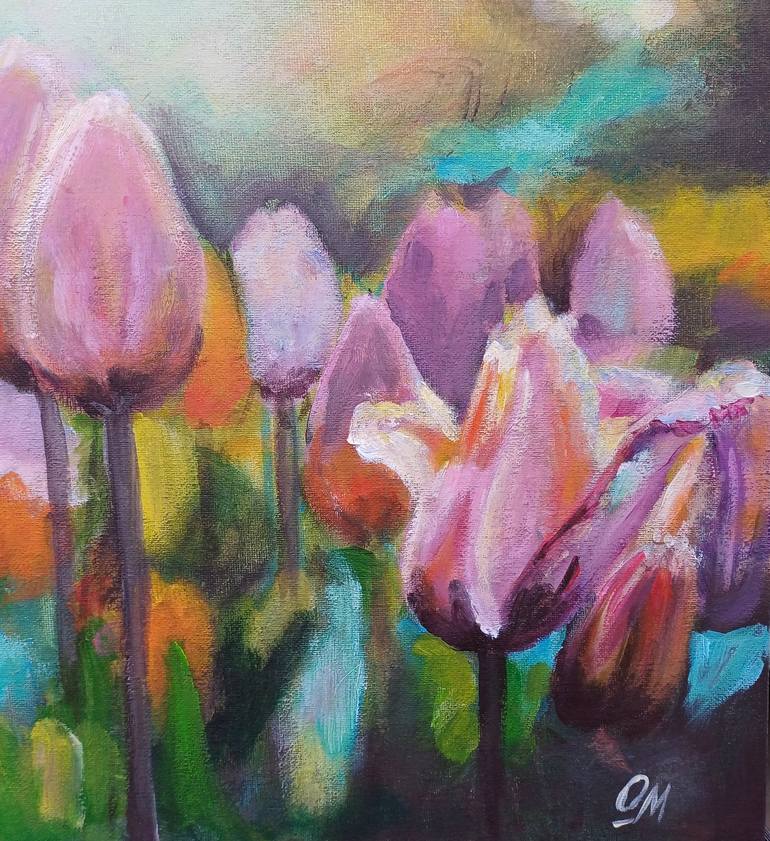 Original Color Field Painting Floral Painting by Oksana Masiutkina