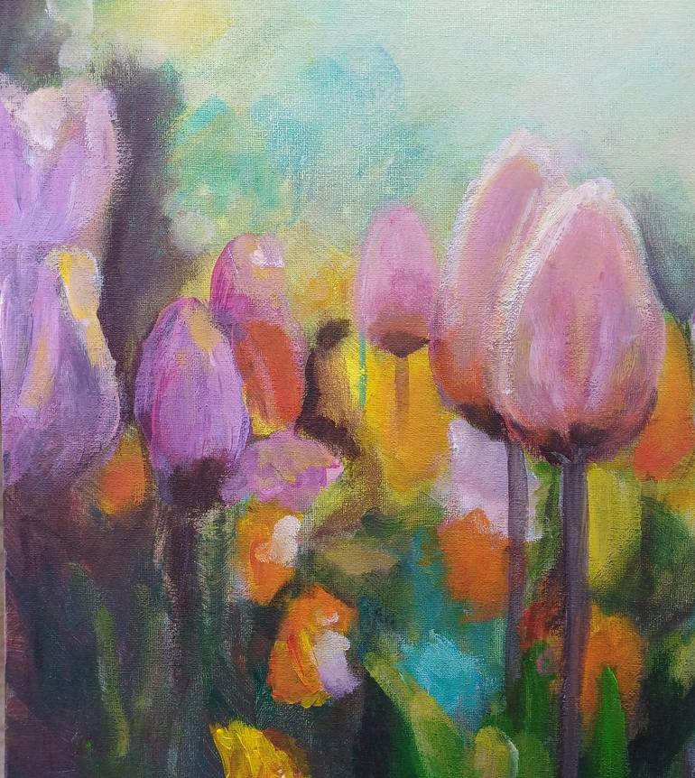 Original Color Field Painting Floral Painting by Oksana Masiutkina