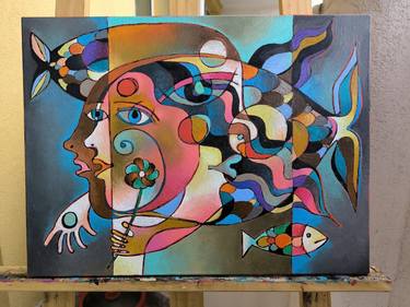 Original Abstract Expressionism Fantasy Drawings by Kata Sova