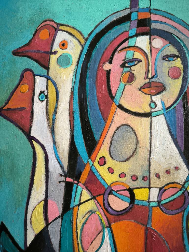 Original Abstract Women Painting by Katerina Sapozhkova