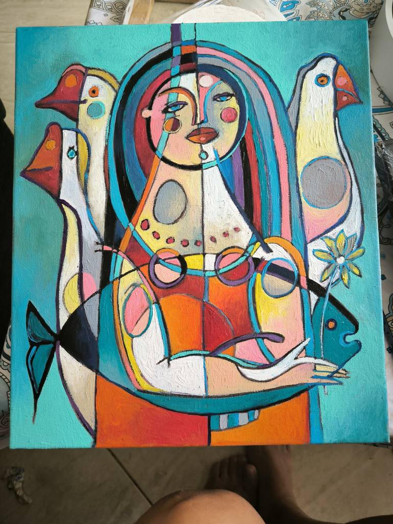 Original Abstract Women Painting by Katerina Sapozhkova