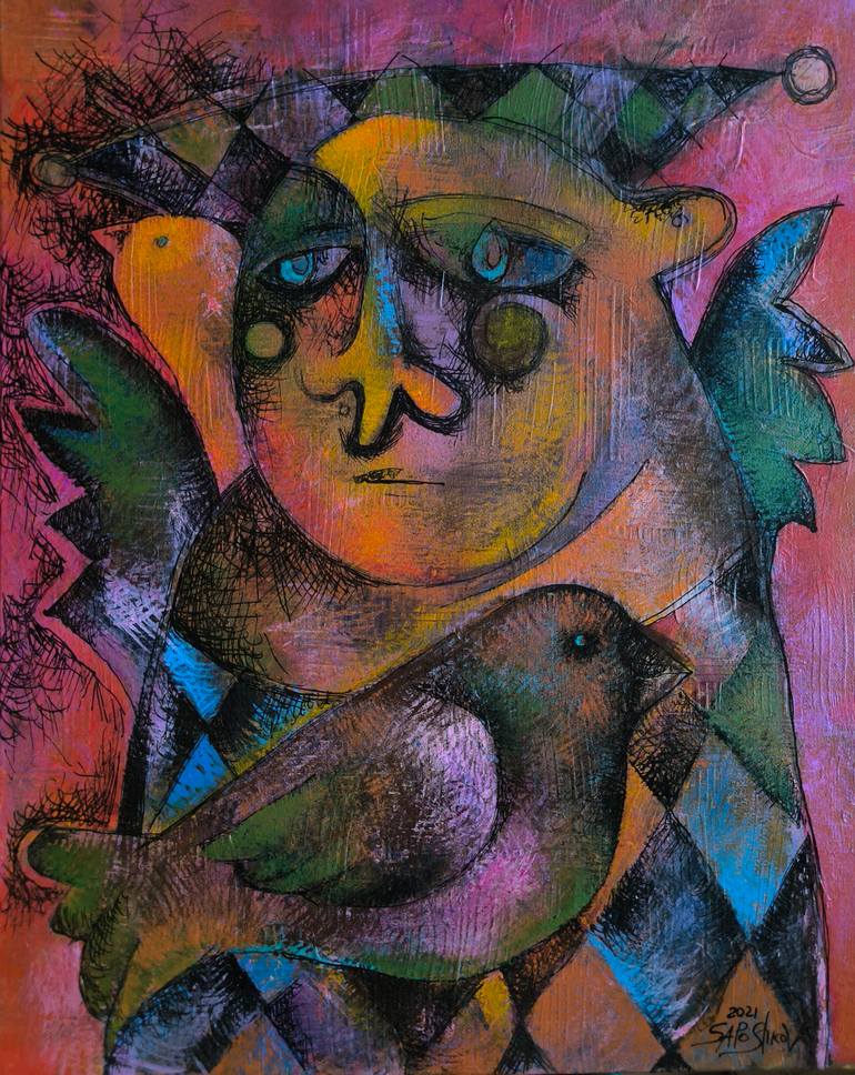 Original Abstract Classical Mythology Painting by Kata Sova