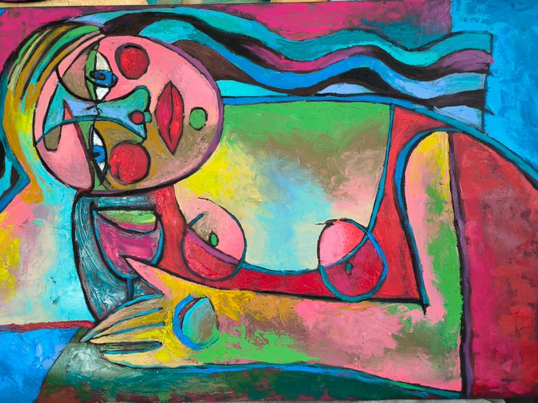 Original Abstract Geometric Painting by Kata Sova