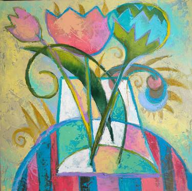 Original Abstract Botanic Painting by Kata Sova