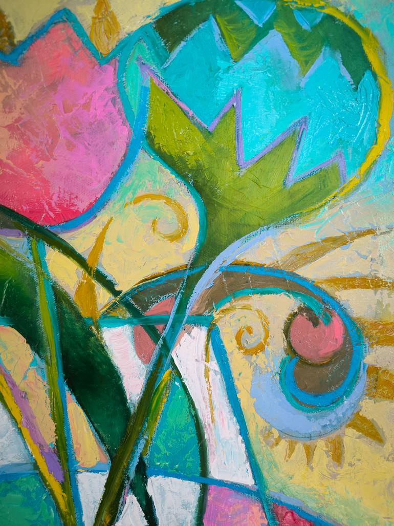 Original Abstract Botanic Painting by Kata Sova