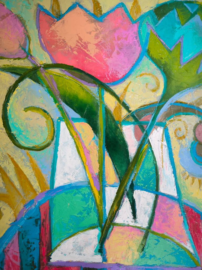 Original Abstract Botanic Painting by Kata Sova
